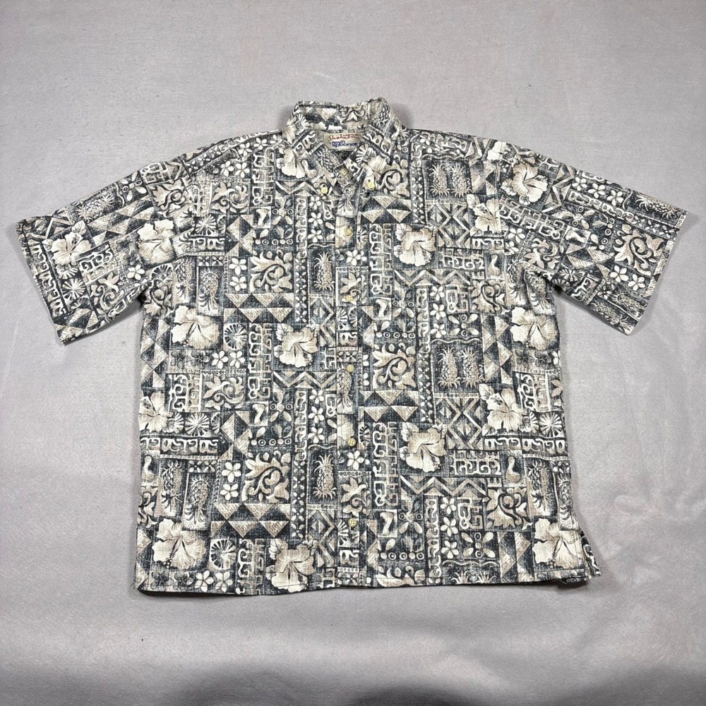 Alfred Shaheen by Reyn Spooner Mens Large Hawaiian Shirt Reverse Print Pineapple